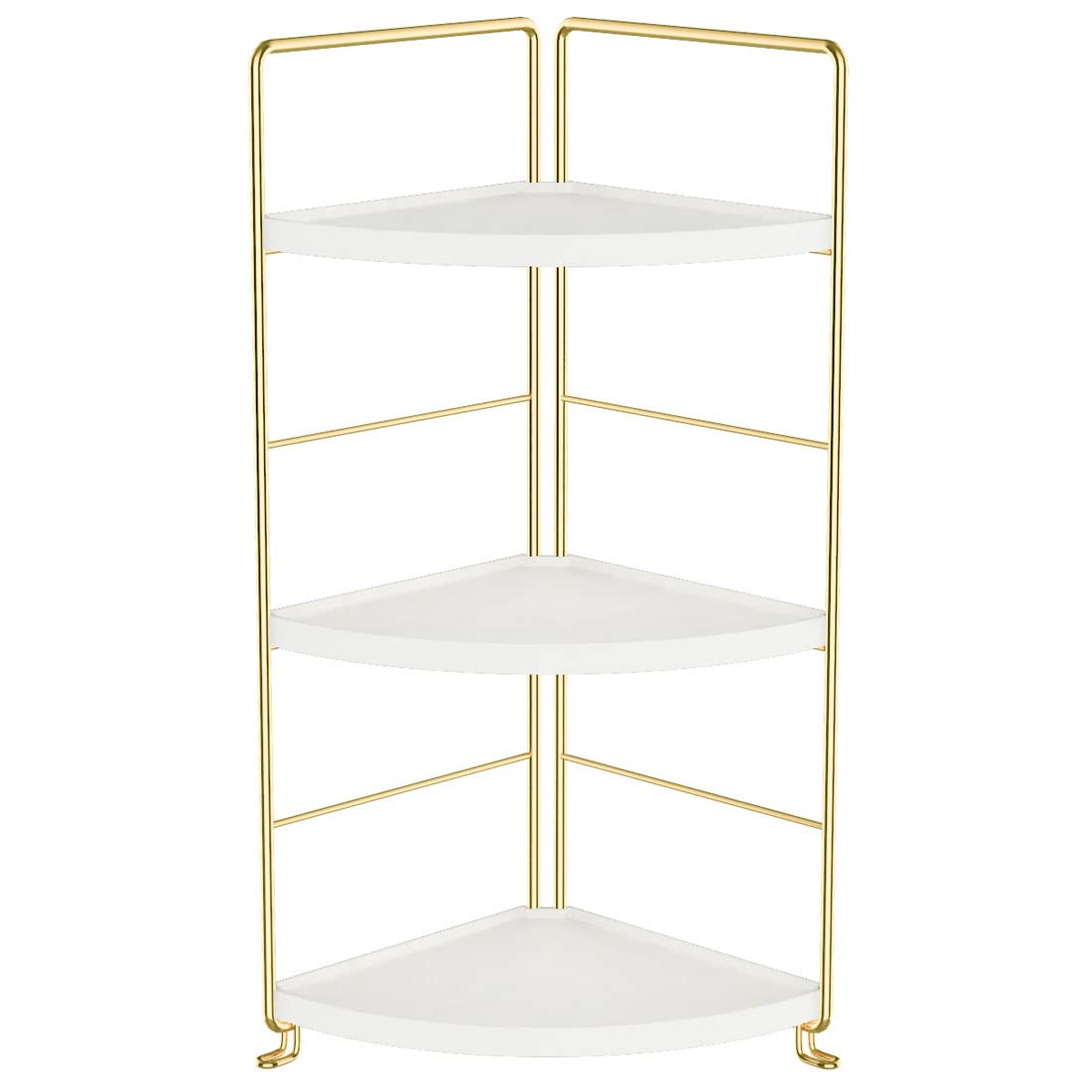 3-Tier Kitchen Spice Rack , Standing Rack,Triangle Bathroom Countertop Storage Shelf ,Cosmetic Organizer Holder , Stackable Cabinet Organizer , Kitchen Counter Shelf , Corner Spice Rack ,Golden