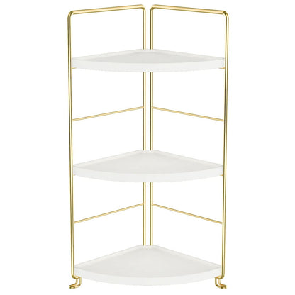 3-Tier Kitchen Spice Rack , Standing Rack,Triangle Bathroom Countertop Storage Shelf ,Cosmetic Organizer Holder , Stackable Cabinet Organizer , Kitchen Counter Shelf , Corner Spice Rack ,Golden