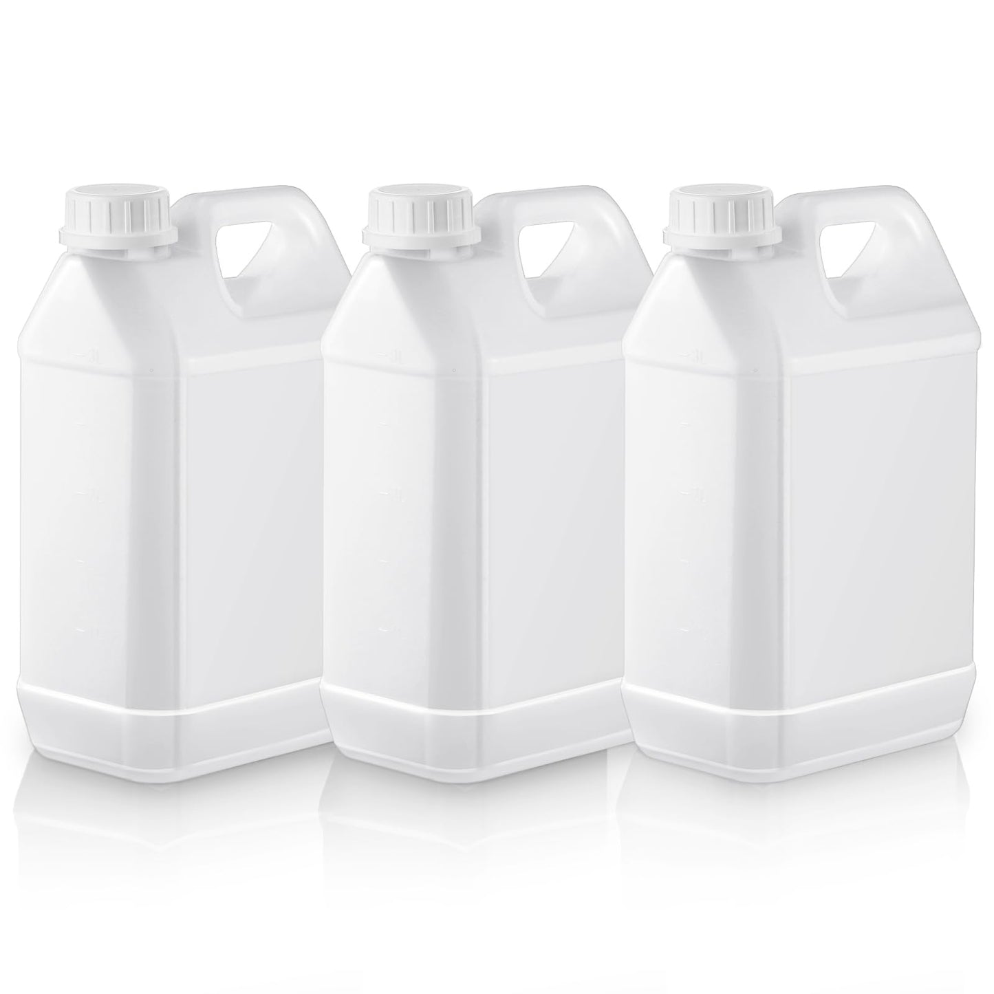 Ziliny 3 Pcs 1 Gallon Plastic Jug with Lids Square Empty Storage Containers Hdpe Carboy Plastic Jar Containers for Water Milk Beverage Oil Liquids (White)