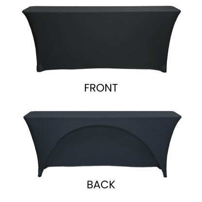 YOUR CHAIR COVERS - Spandex 6 Ft x 18 Inches, Narrow Classroom Open Back Rectangular Training Stretch Tablecloth - Black