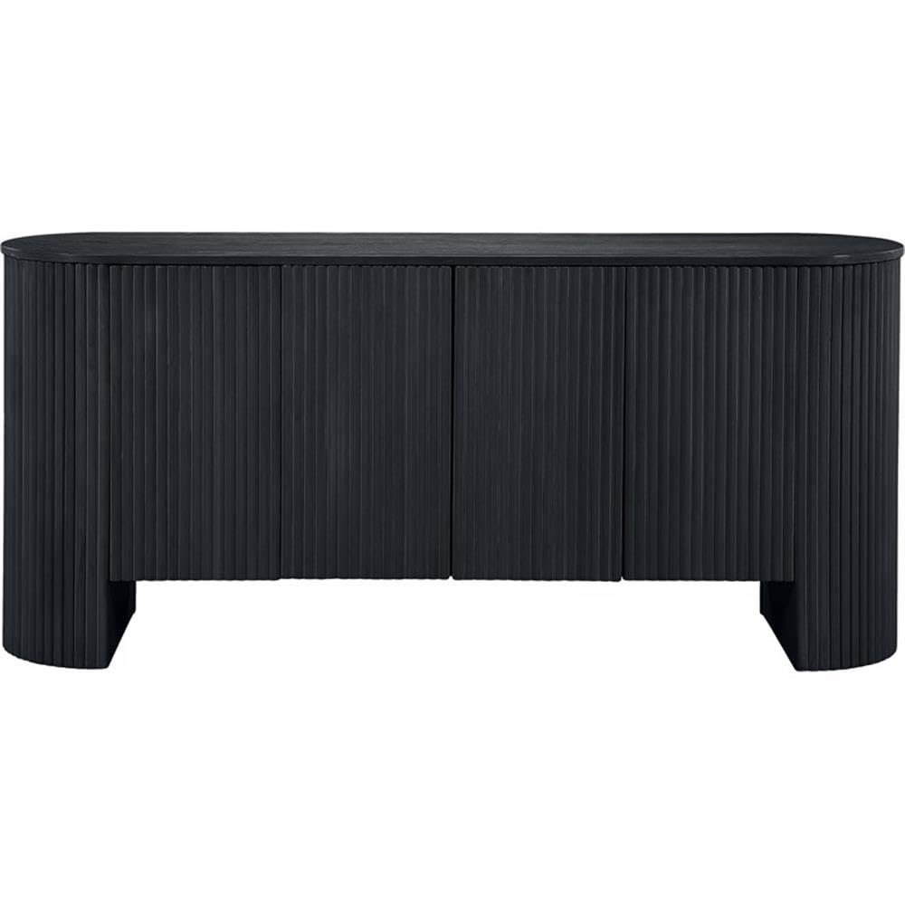 Meridian Furniture 385Black Belinda Collection Mid-Century Modern Sideboard/Buffet with Rich Black Finish, Oak Veneer, Mix of Solid Wood and MDF, Fluted, 72" W x 18" D x 33" H, Black