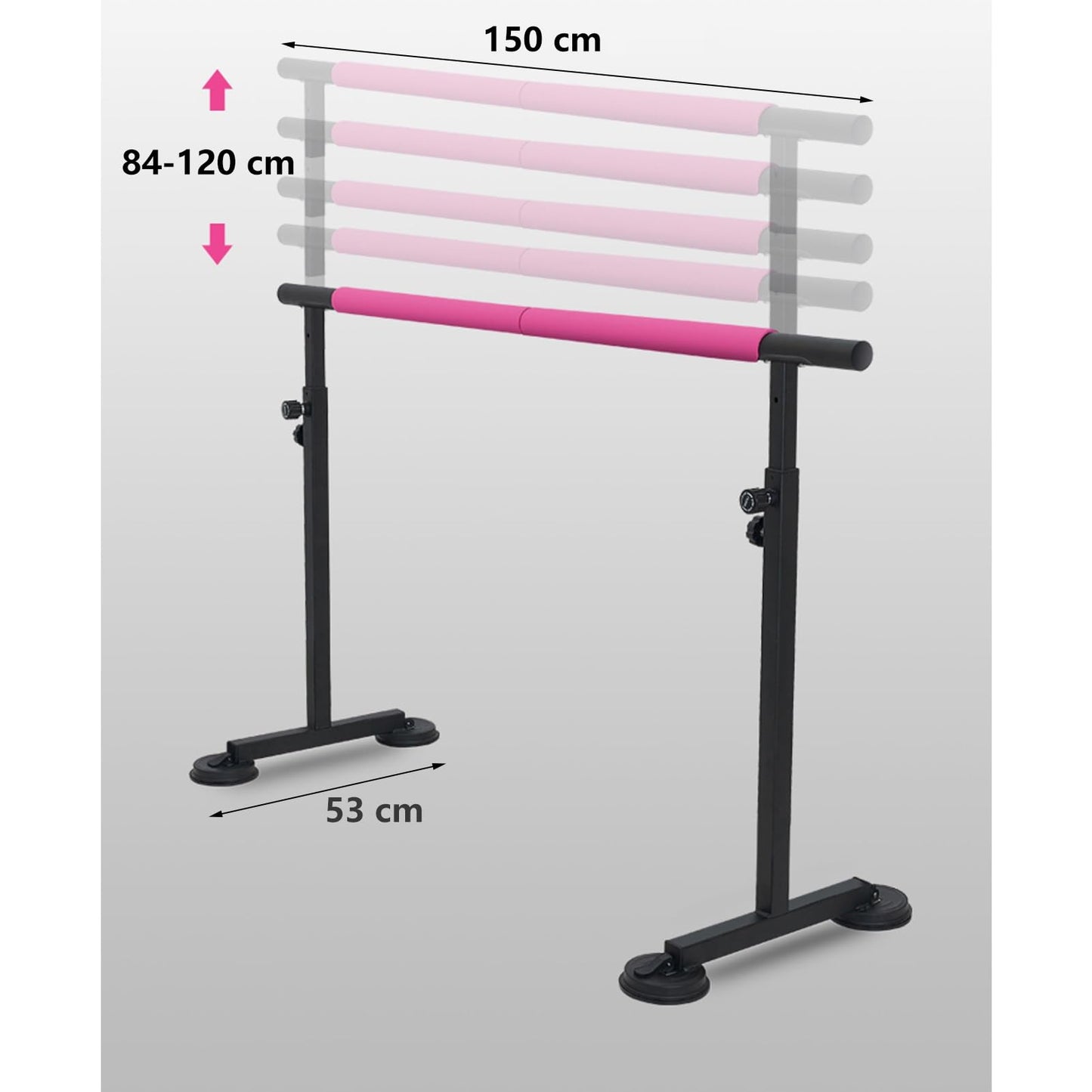 PAHION Ballet Barre Freestanding Portable Ballet Bar Length 1.5m Height Adjustable Yoga Dance Stretching Sticks Professional Mobile Ballet Pole with Slip-Resistant Rubber Feet