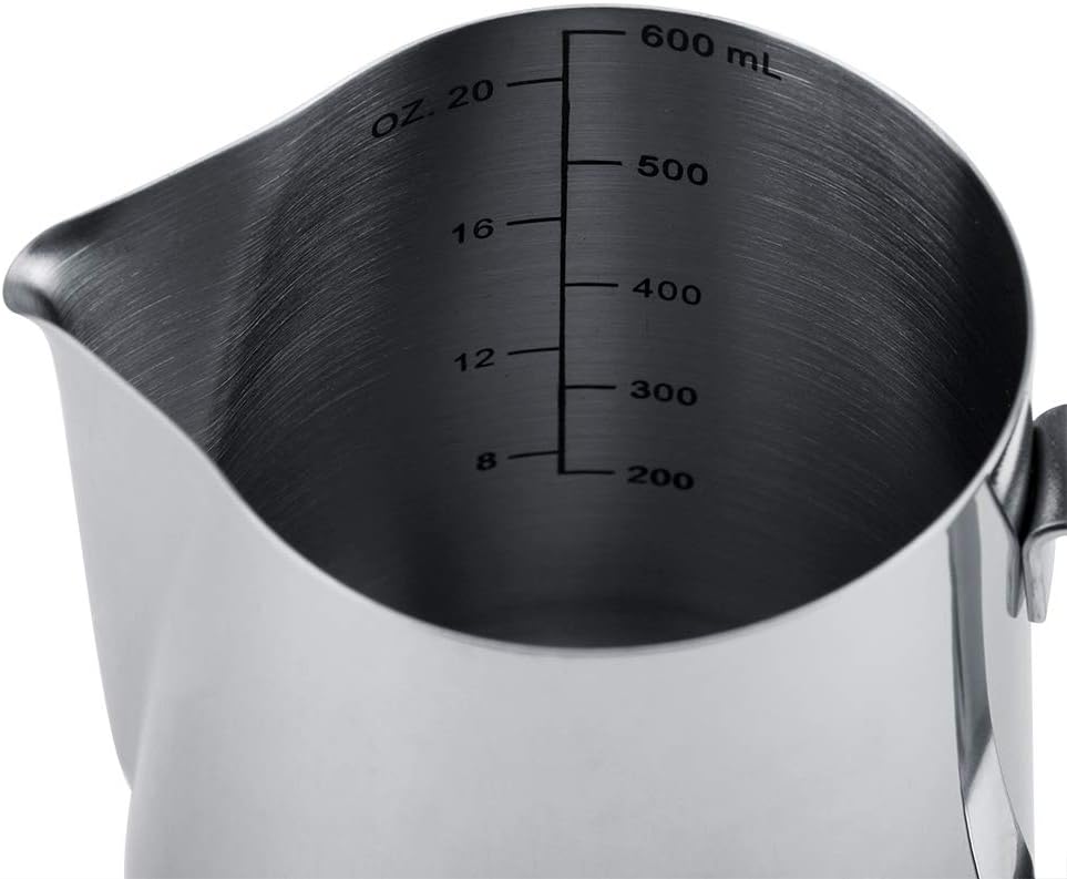 600ml Stainless Steel Frothing Cup, Measuring Mug for Milk Frothing, Latte Coffee Art