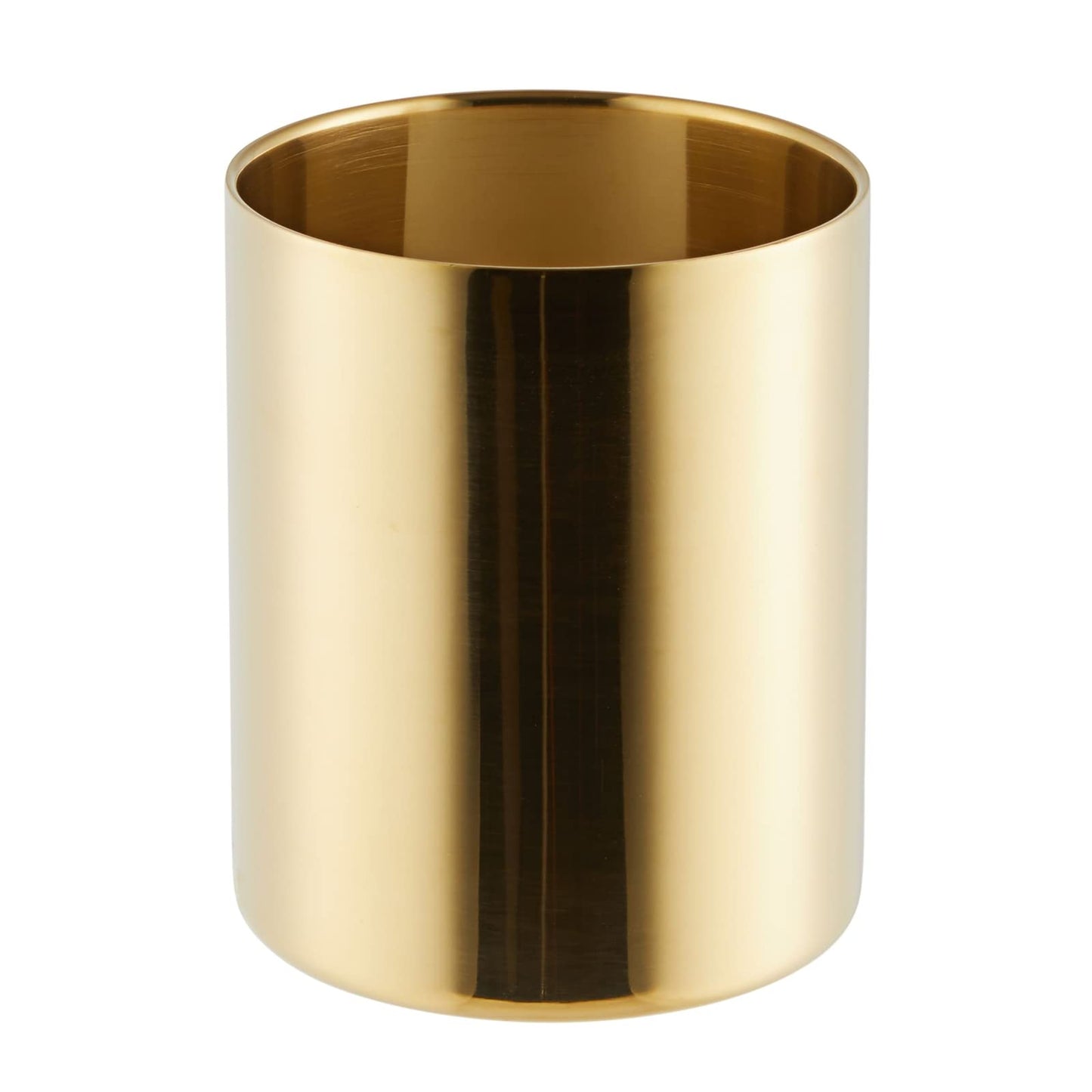 Juvale Desk Organizer Pen & Pencil Holder - 3.2 x 3.9 in, Gold Stainless Steel - Desk Supply Organizer with Gold Pen Cup, Makeup Brush Cup & Vanity Brush Holder