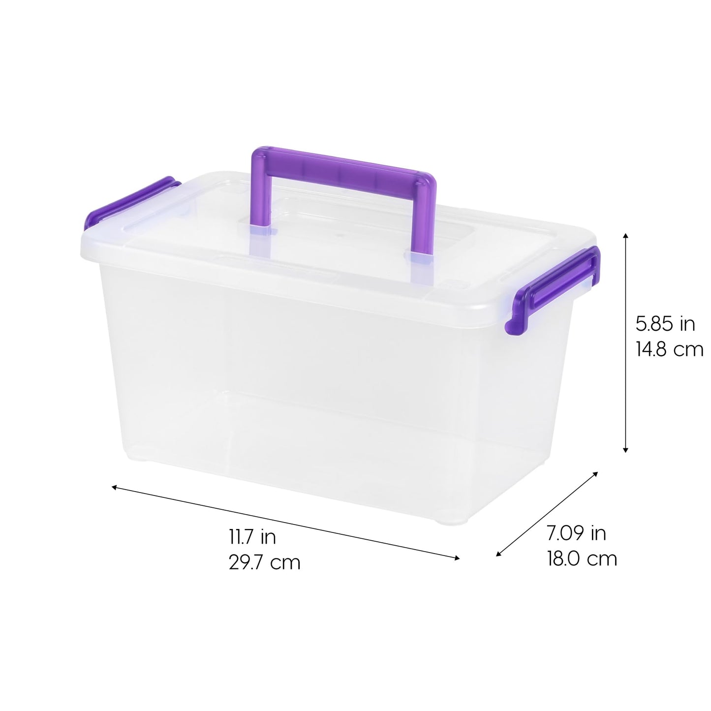 IRIS USA 5 Qt. Plastic Craft Storage Container Bins with Lids, 6 Pack, Small Art & Office Supply Organizer Tote, Sensory Bins & Boxes for Home & University, Stackable, Carry Handle, Clear