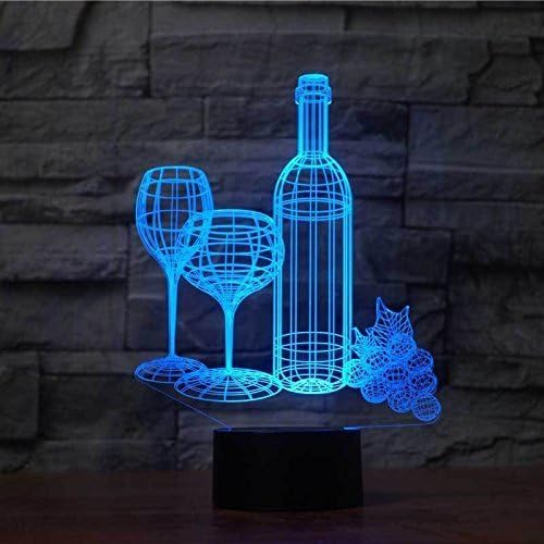 Optical Illusion 3D Red Wine Cup Night Light, 16 Colors Changing USB Powered LED Table Desk Lamp with Remote Control