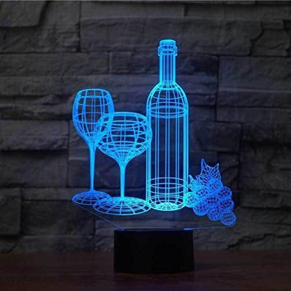 Optical Illusion 3D Red Wine Cup Night Light, 16 Colors Changing USB Powered LED Table Desk Lamp with Remote Control