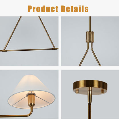 46 Inch Minimalist 2-Light Linear Pendant Light, Modern Black Fixture with Linen Shades, Industrial-Style Hanging Ceiling Light for Dining Room, Living Room, Bedroom & Kitchen Island