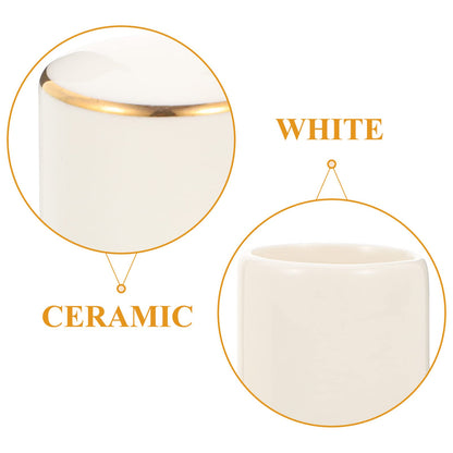 Zerodeko Ceramic Toothpick Holder with Lid Porcelain Toothpick Dispenser Box for Home Restaurant Desktop Container Dustproof Moisture Resistant White Gold Trim