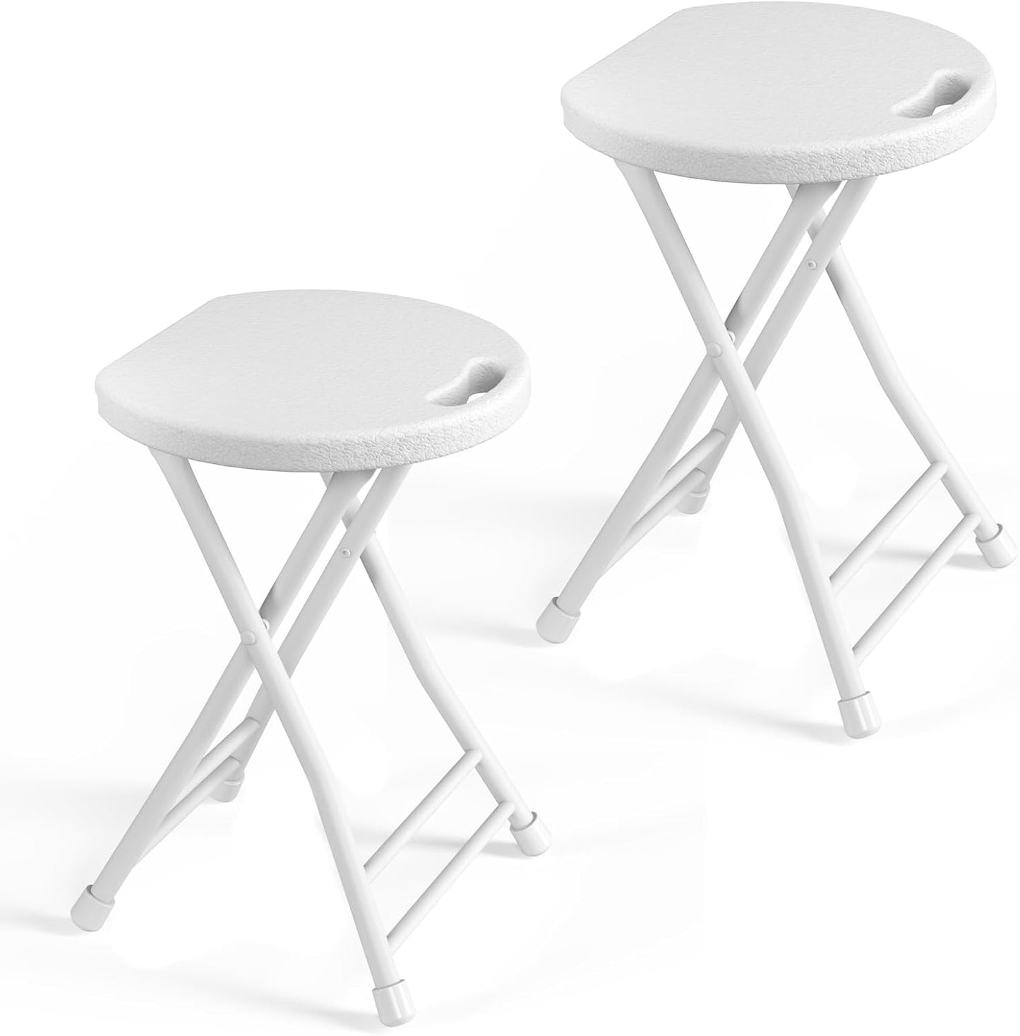 18 Inch Pack 2 440lbs Folding Stool, Foldable Stool with Handle & Steel Frame, of Folding Bar Stools, Sturdy Foldable