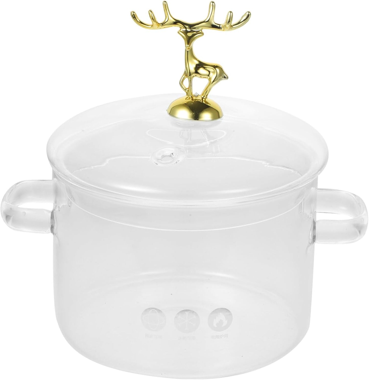 Tofficu Borosilicate Clear Soup Pot with Lid, Christmas Elk Cooking Noodle Pot, Household Kitchen Pan