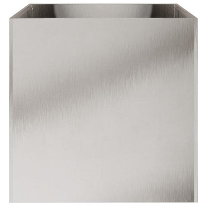 hliofuir Rectangular Stainless Steel Planter Set of 2 Silver Large 19.3x18.5x18.1 in Polished Indoor Outdoor Raised Garden Bed Box for Balcony Patio Living Room