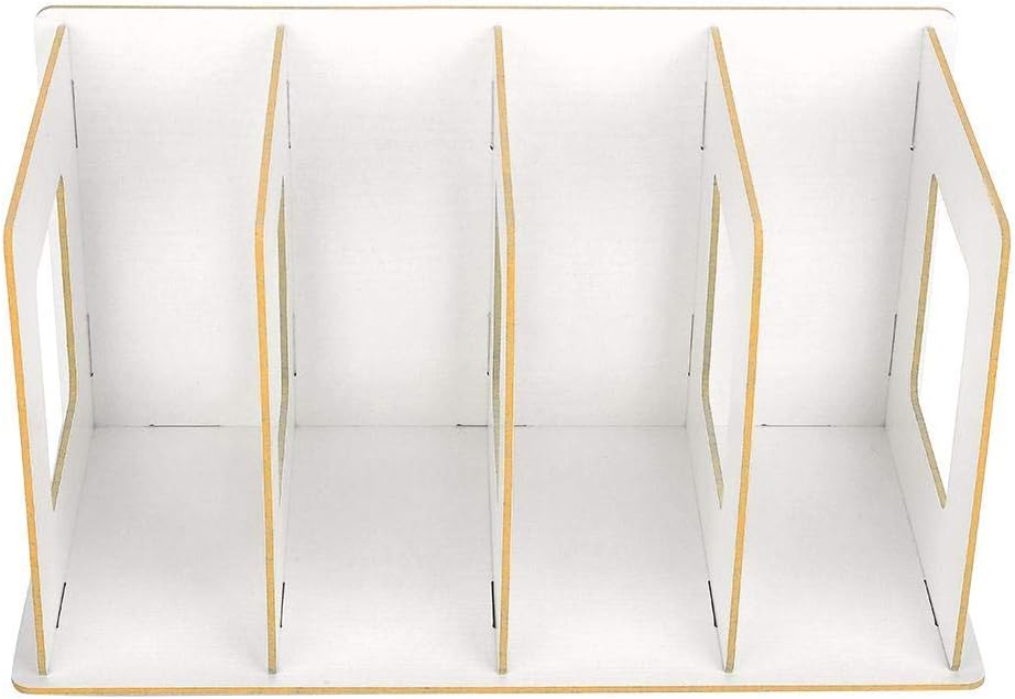 Fdit Wooden Desktop Bookshelf Rack, Storage Shelf for Home, School, Office Organizer (Warm White)