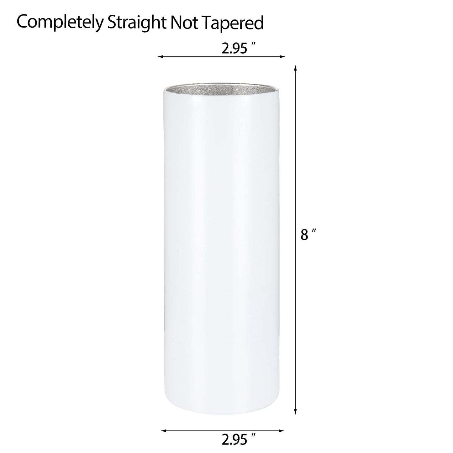 YOUKE OLA 24 Pack Sublimation Tumblers Straight Skinny Blanks 20oz for Heat Transfer, Individual Gift Boxed, Double Wall Insulated Tumbler with Shrink Wrap Films & Heat Tape & Straws, White