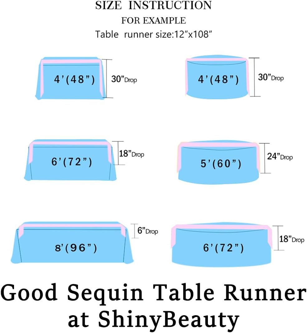 12 90-Inch-Color,Shimmer (12x90 Inch, ShinyBeauty Sequin Tassel Table Runner, by Dining Table Runners Sequined Hotel