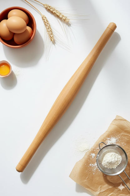 16Inch Professional French Rolling Pin for Baking Premium Sal Hardwood Dough Roller for Pizza Pastry Fondant & Cookies Lightweight Durable & Moisture Resistant Tapered Wood Roller for Kitchen