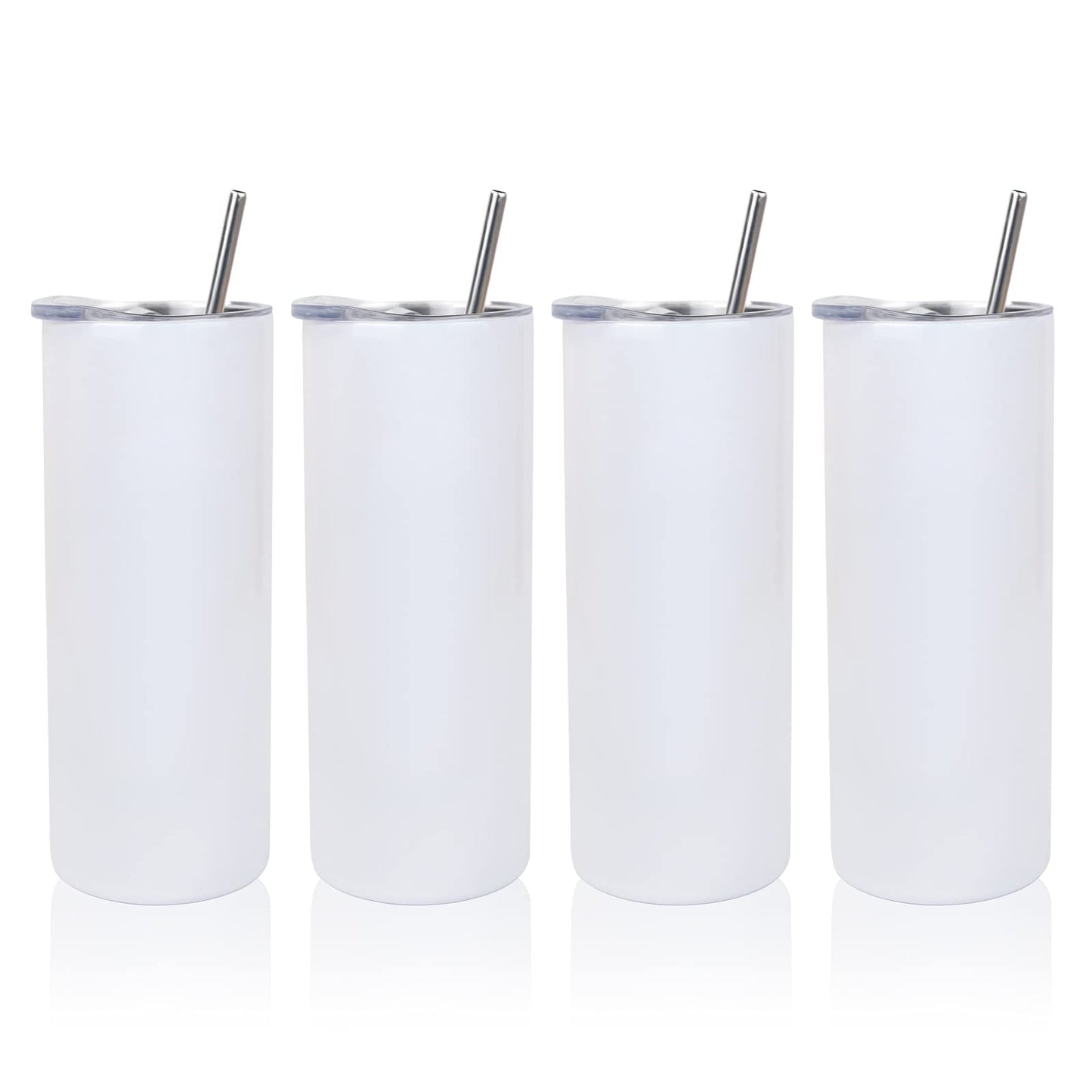 MAIKESUB Sublimation Tumbler 20oz Skinny Straight, 4 Pack White Triple-Wall Vacuum Insulated Tumblers for Heat Press Printing