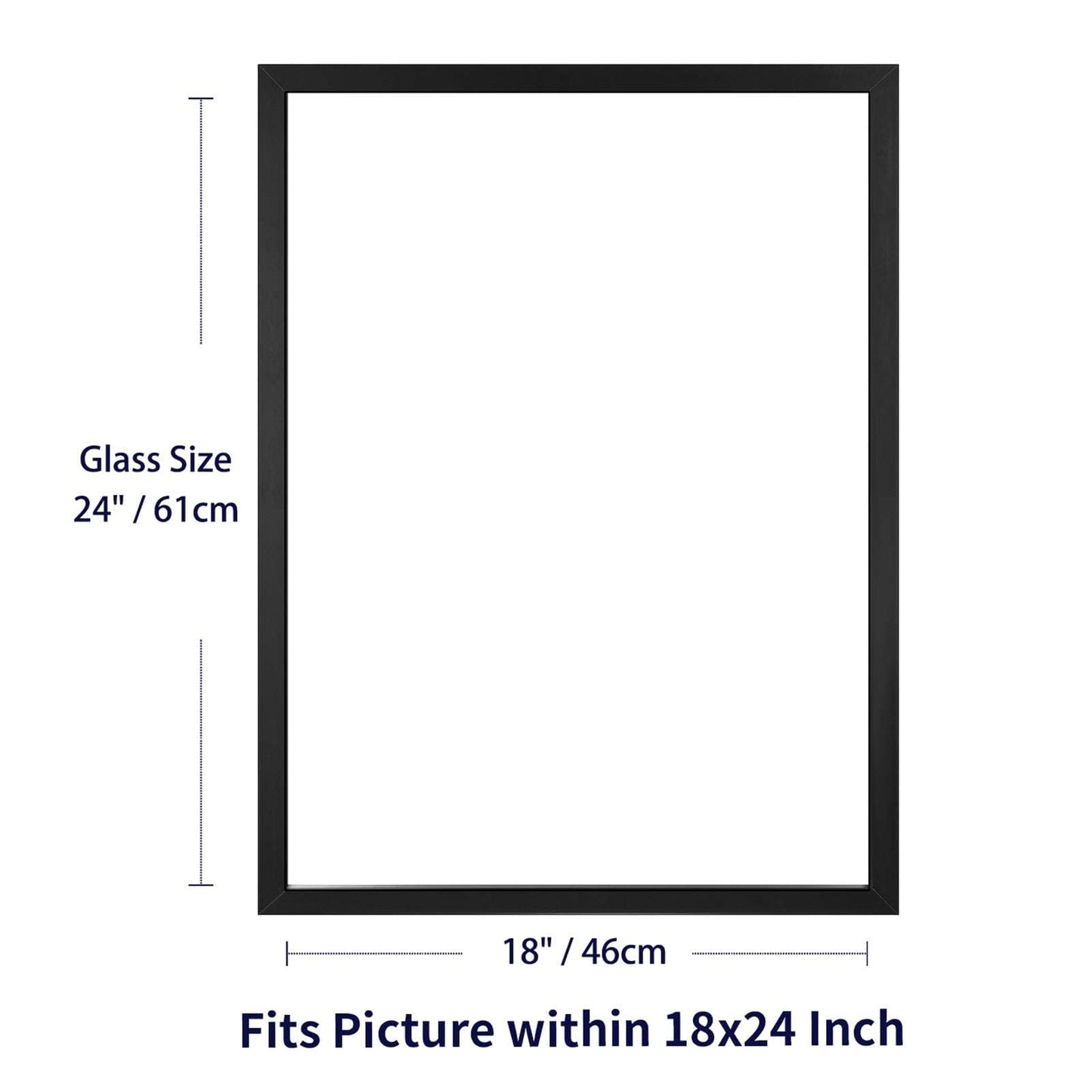 ONE WALL 18x24 Inch Floating Frame, Black Wood Double Glass Float Picture Frame Display 11x14/11x17/12x18/13x19/16x20 Photos Plant or Petal Specimens for Wall Hanging - Mounting Kit Included