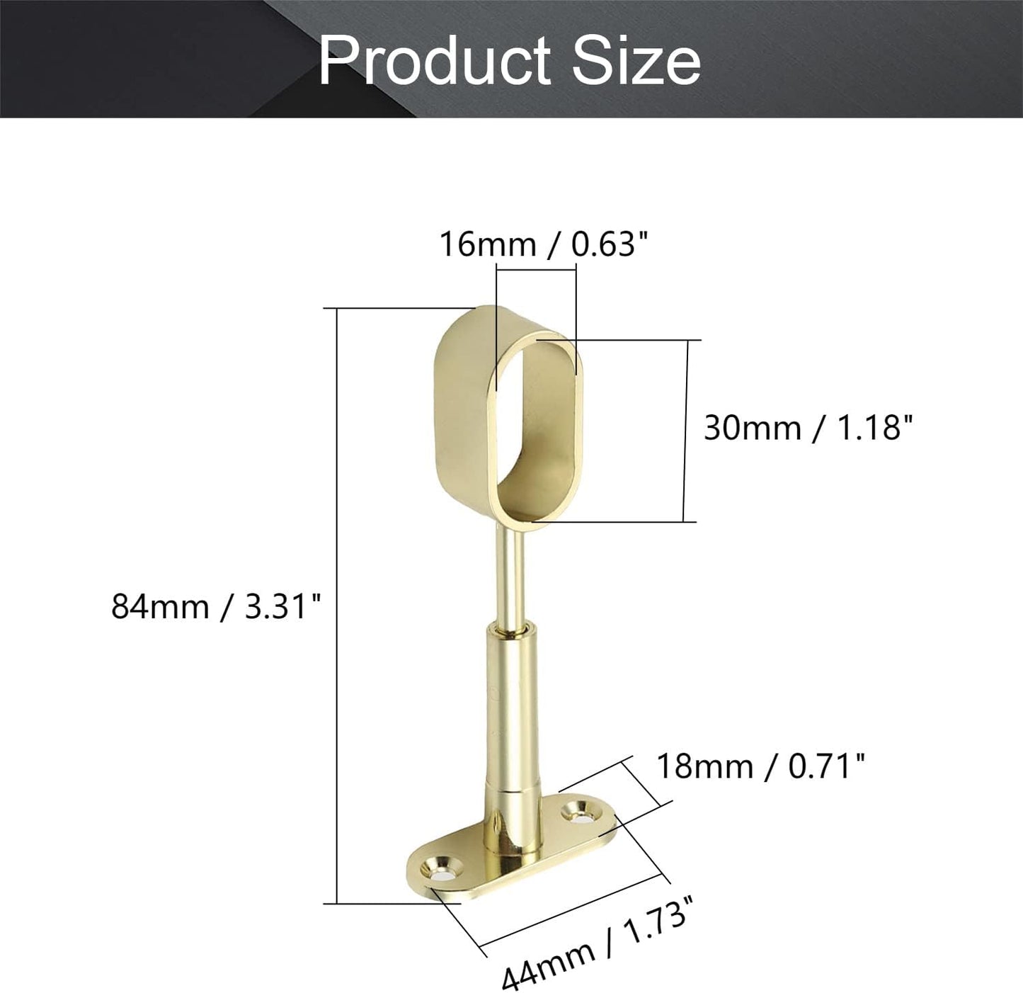 MroMax Shower Curtain Rods, Wall Mounted Support Bracket for Pipe Diameter 0.63" x 1.18" (Golden Tone, 4pcs)