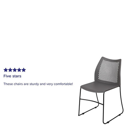 Flash Furniture Hercules Series Contoured Lobby Chairs with Air-Vent Honeycomb Backs, Ergonomic Stacking Chairs for Offices, Set of 5, Gray
