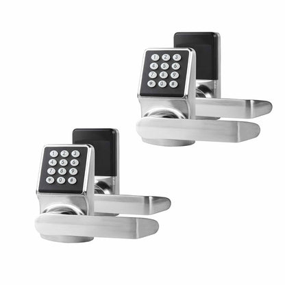 Keypad Door Lock with Handle, Digital Door Lock with Keypad Set,Keyless Entry Door Locks with Handle-IC Card and Anti-peep Password- Easy Installation for Home, Hotel-Matte Black-2PACK Set