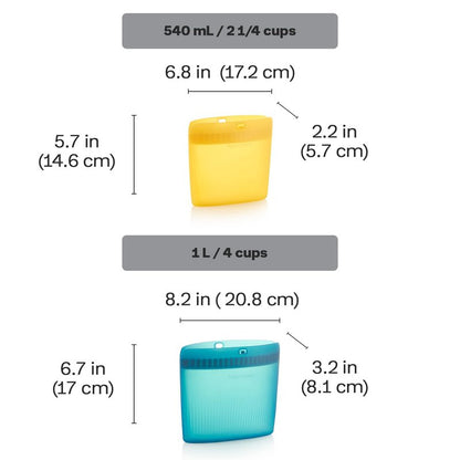 Tupperware Ultimate Silicone 4-Bag Food Storage Set