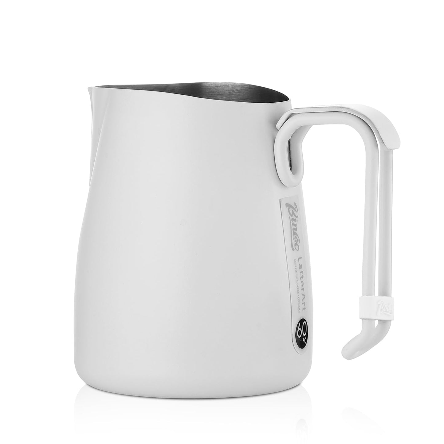 Bincoo Espresso Milk Frothing Pitcher Stainless Steel 20oz/600ML Coffee Milk Frother Cup-Milk Frothing Pitcher with Measurement Lines,Ergonomic Handle for Latte Art & Cappuccino(White)
