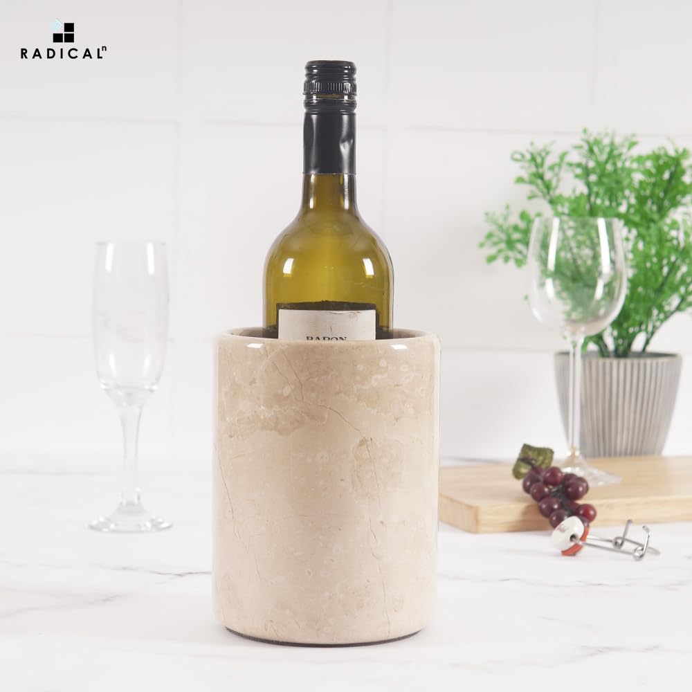 Radicaln Marble Wine Chiller For Bottles 6.5" Inch Verona 750ml Wine Bottle Cooler and Champagne Chiller for Party, Kitchen, Bar Cart Decor to Chill & Keep Bottles Cold with Unique Wine Lovers Gift