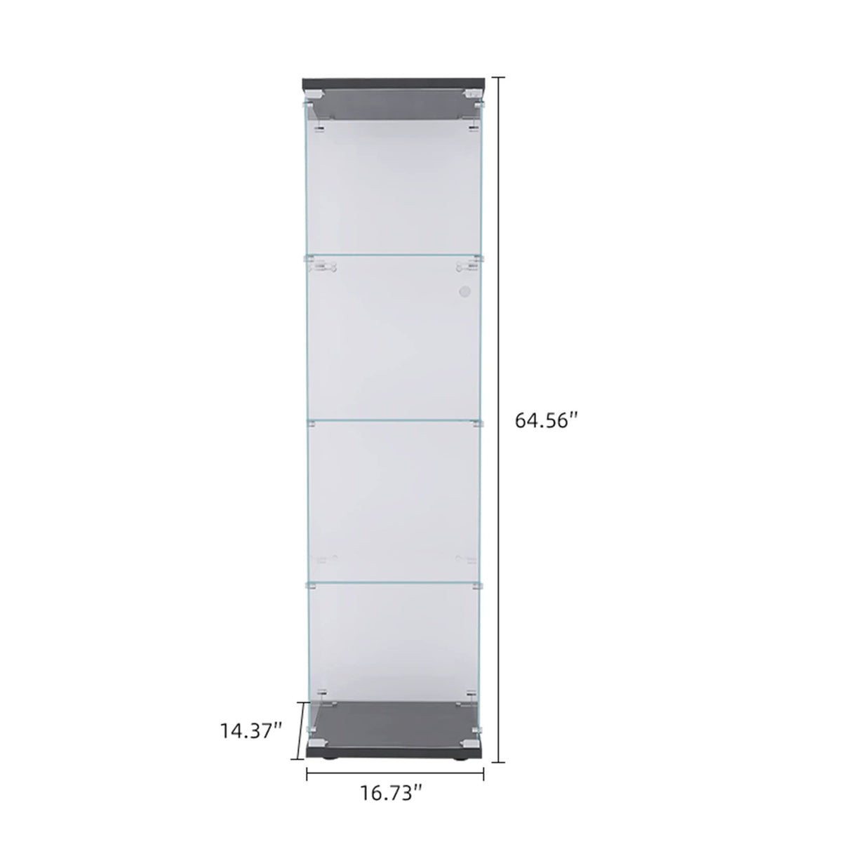 Acosure Glass Display Cabinet 4-Shelf,Curio Cabinets with Door,Floor Standing Bookshelf,Easy Assembly,for Bedroom Living Room Office,Black (17.00" L x 14.70" W x 64.00" H)
