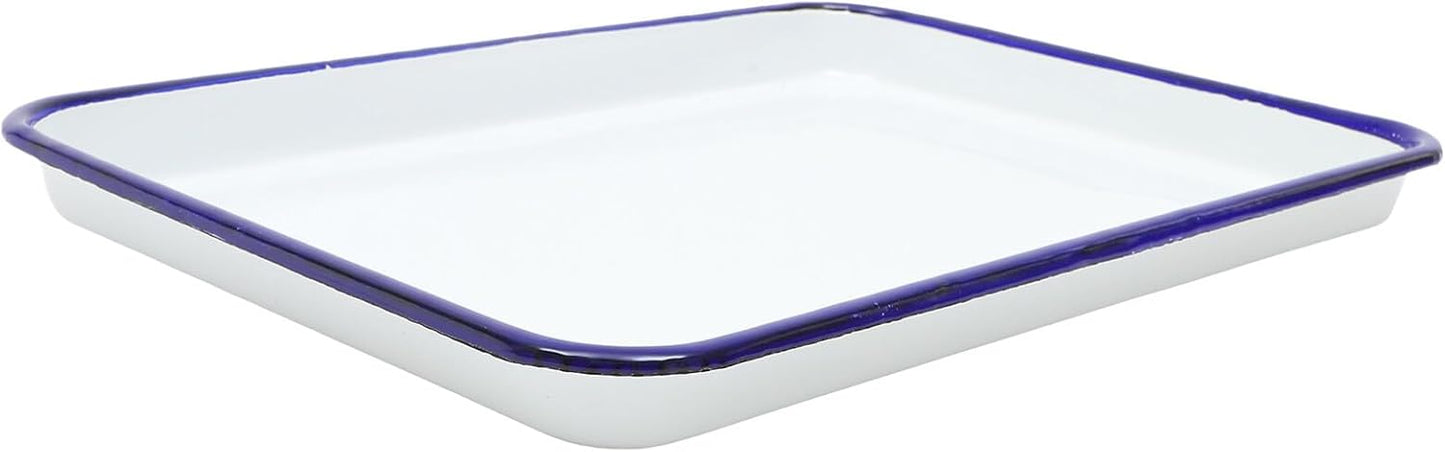 Zerodeko Enamel Baking Pan, Rectangular Cookie Sheet, Vintage Oven Tray for Farmhouse Camping Home