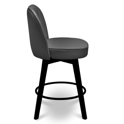 MINCETA 360° Swivel Bar Stools Set of 4, 26 Inch Counter Height Bar Stool with Shell Backrest, PU Leather Upholstered Bar Chair with with Footrest, for Kitchen Island, Home Bar, Dark Gray