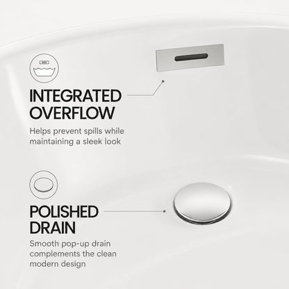 67" Acrylic Freestanding Bathtub, Deep Soaking Tub with Non-Slip Surface, Modern Free Standing Bath Tub, Chrome Drain, CUPC Certified, Easy Install, Space-Saving Bathtub for Bathrooms, White