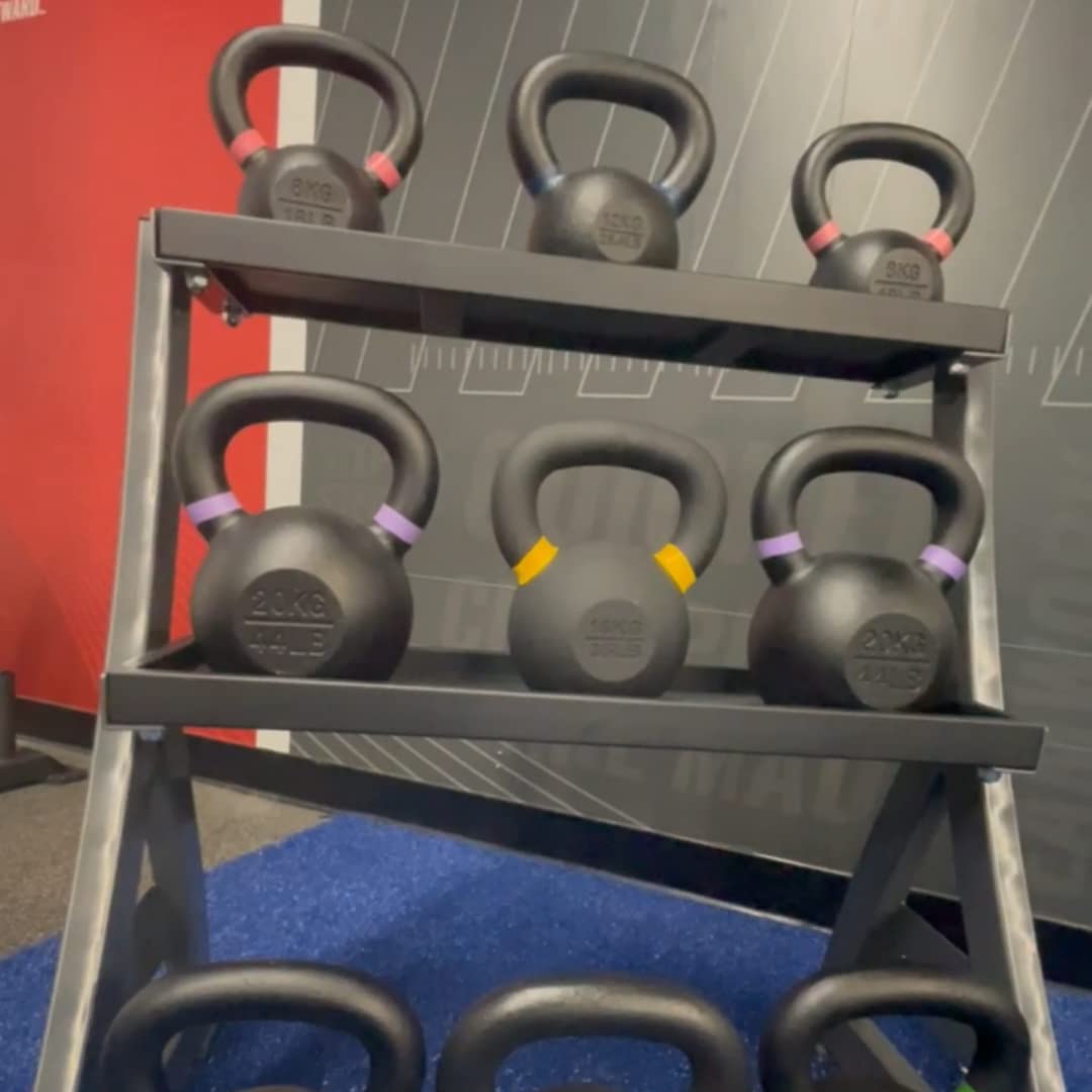 Technical Knock Out 3-Tier Kettlebell Rack | Perfect for Any Home Gym | Black Kettle Bell Weight Stand | Keep Your Workout Area Clean & Safe