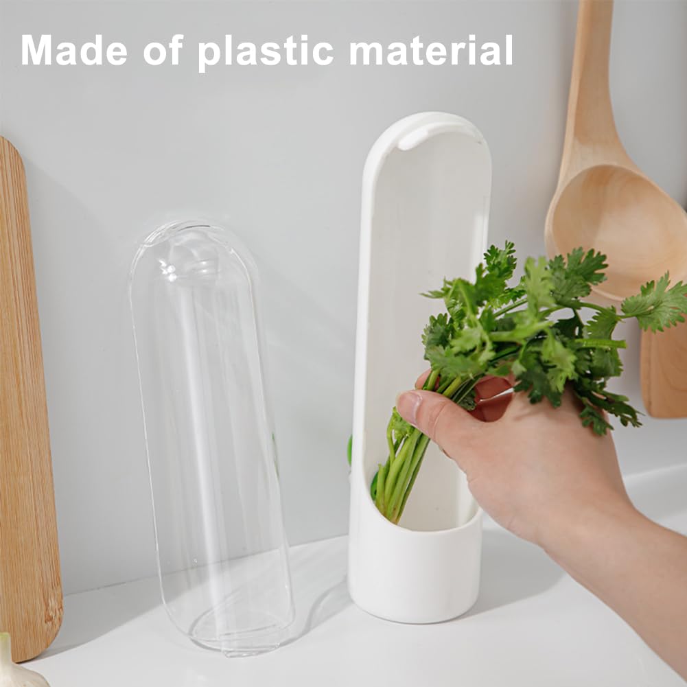 Ovrimelle 2 Pack Herb Keeper Container for Refrigerator, Clear Storage Bottle Fresh Storage Container for Cilantro Parsley Mint, Fresh Produce Saver, Extends Freshness for 2-3 Weeks