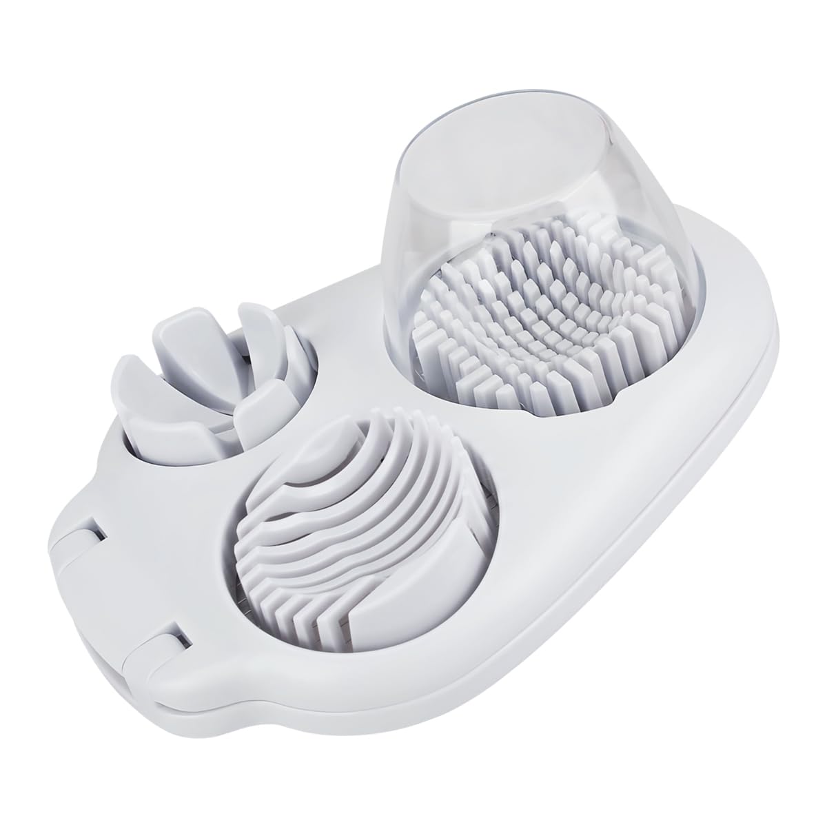 MREEGS 3 in 1 Egg Slicer for Hard Boiled Eggs, Suitable for Strawberry Slicer Grape Cutter, Egg Slicer for Hard Boiled Eggs,Stainless Steel Dicer,For Kitchen Vegetable Cutting Tool - White
