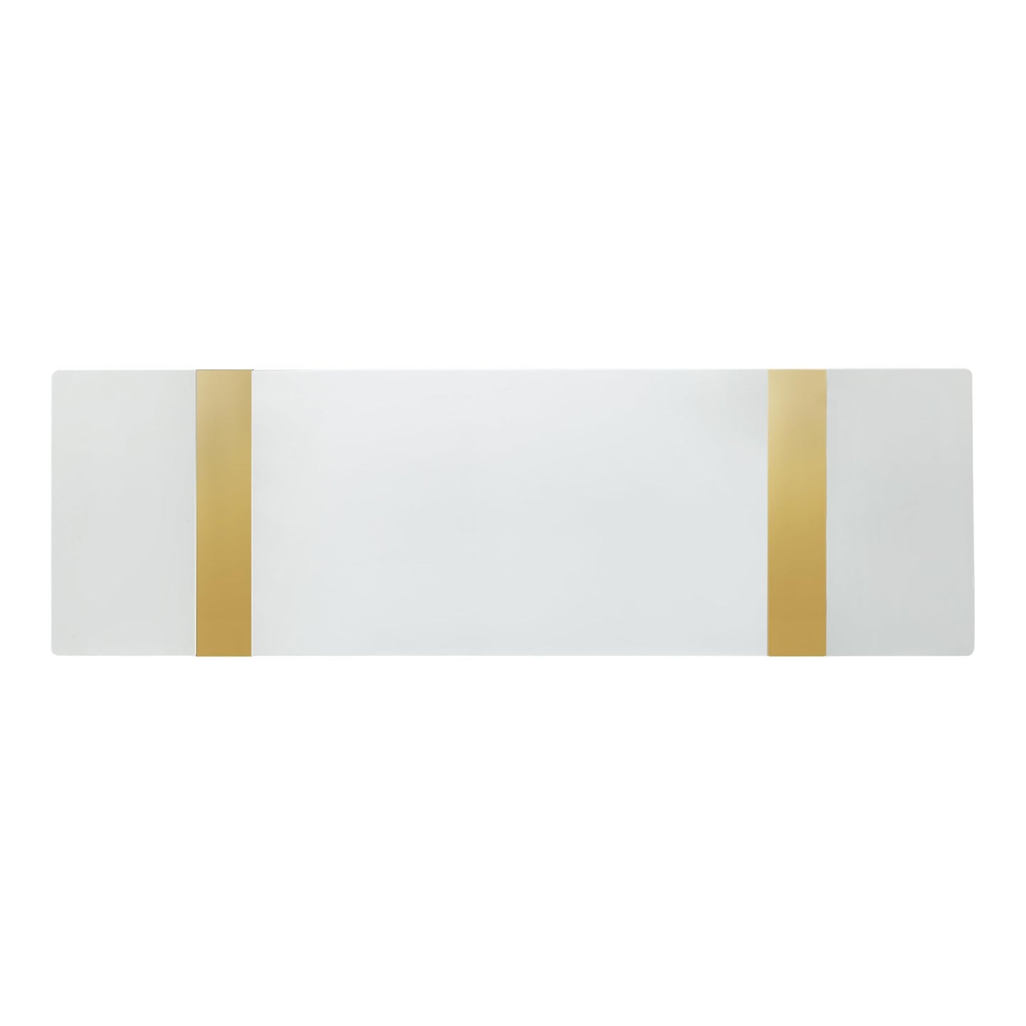 Furniture of America Wellit Glam Wood 50-inch White Sofa Table with O-Shaped Stainless Steel Trestle Base for Living Room, Gold