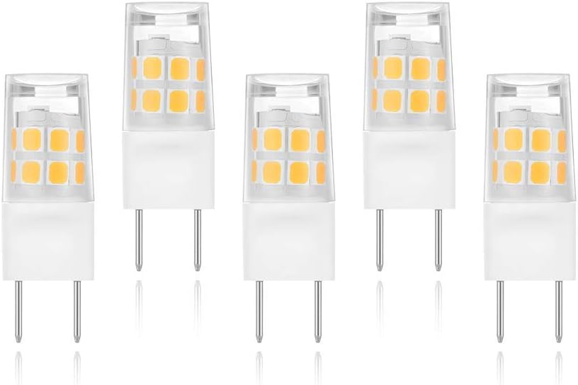 5 Pack-T4 JCD Bi-Pin G8 2Watt LED Light Bulbs, Warm White JCD Type T4 G8 Under Cabinet Puck Lamp for Kitchen Lighting