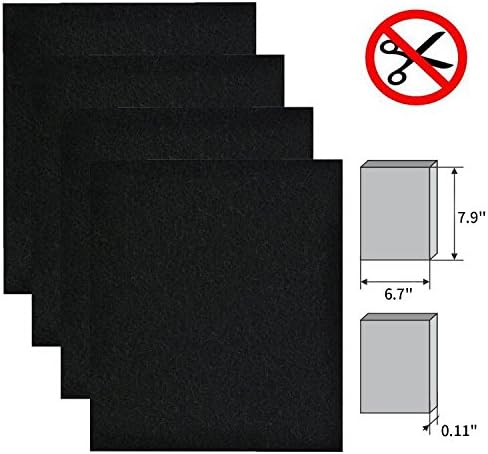 4 Pack Activated Carbon Pre-filter Machine Precut for Idylis Air Purifiers AC-2125, AC-2126, Model # IAF-H-100B