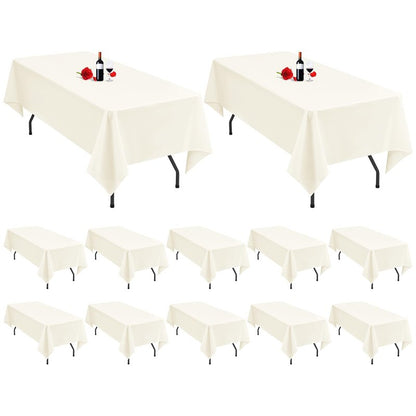 MTREO 12 Pack Cream Tablecloth 60 x 102 Inch Table Cloth for 6 Foot Rectangle Tables Ivory Tablecloth Washable Polyester Fabric Cream Table Cloth Rectangle for Wedding Party Banquet Dining