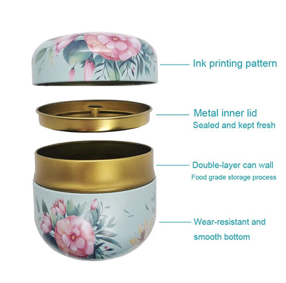 GMXZX 12-Pack Empty Tea Tin Can Candle Containers Loose Tea Tin Box With Lid Sealed Jar Scented Tea Storage Metal Coffee Candy Cans Gift Storage Jewelry Boxes Round Can