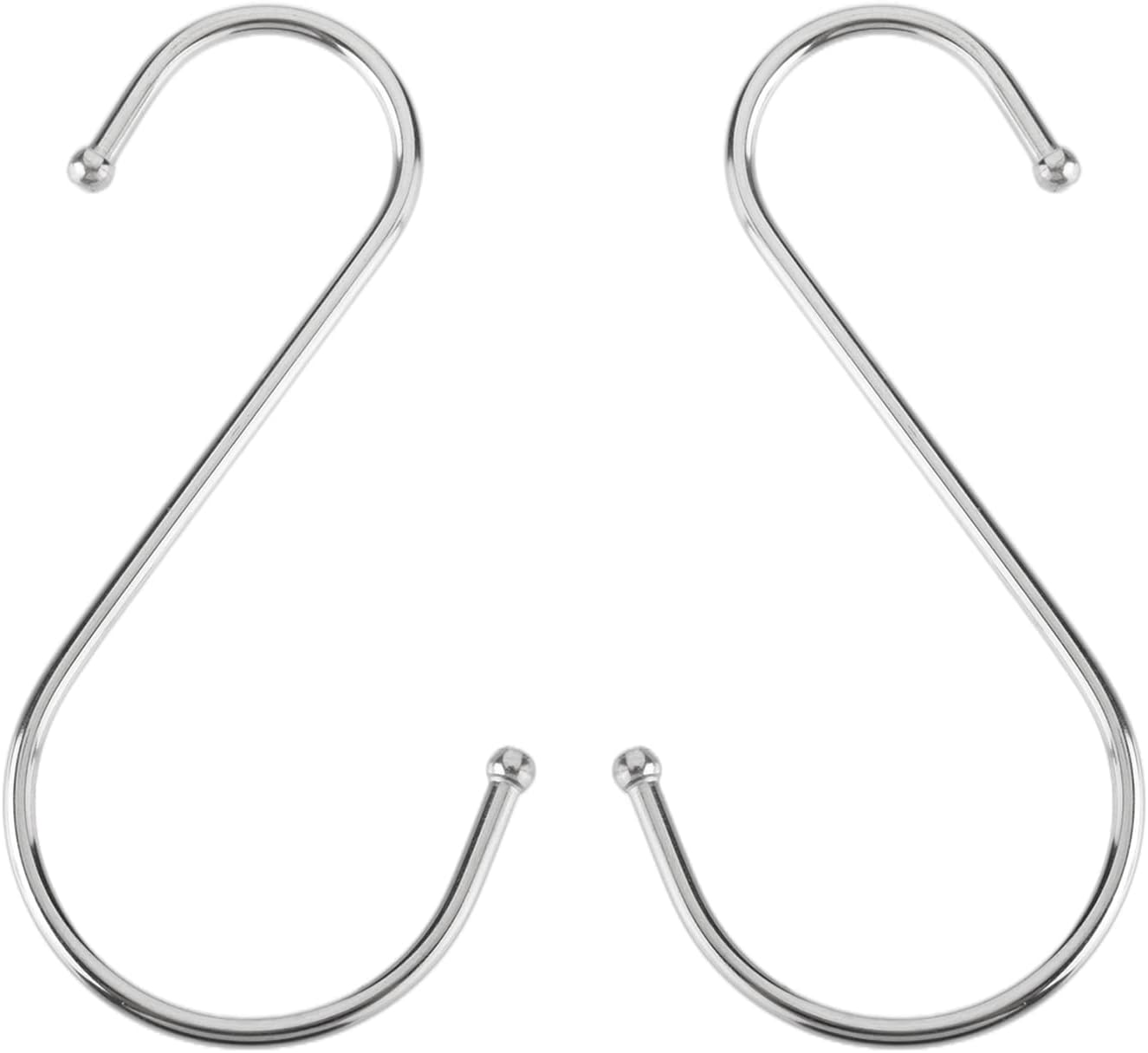 MroMax Stainless Steel S Hooks, 125mm/4.92" Silver S Shaped Hook Hangers for Kitchen, Bathroom, Bedroom, Storage Room,