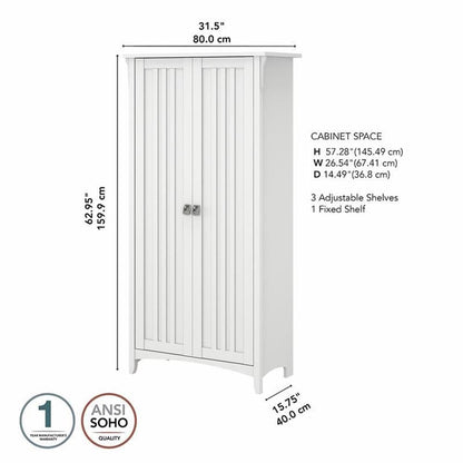 Bush Home Salinas Tall Storage Cabinet with Doors in Shiplap Gray and Pure White, Office Storage Unit, Organizer for Home or Workspace, Adjustable Shelving