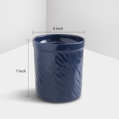 KOOV Kitchen Utensil Holder, Large Ceramic Utensil Crock, Deep and Stable, Utensils Caddy Texture Series (Dark Blue)
