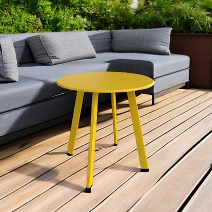 Round Outdoor Side Table with Square Feet - Perfect for Patios and Balconies