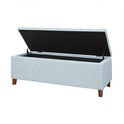 Madison Park Ottoman with Storage, Fabric Storage Bench with Solid Wood Legs, Large Capacity Storage Ottoman Bench for Entryway Bedroom Living Room Nursery, Padded Seat End of Bed Bench, Light Blue