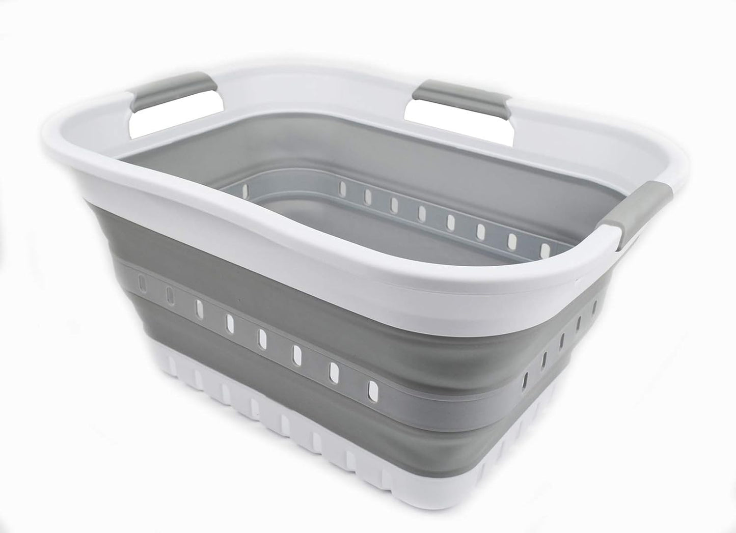 SAMMART 30L (8 Gallon) Collapsible Plastic Laundry Basket, Foldable Pop Up Storage Container/Organizer - Space Saving