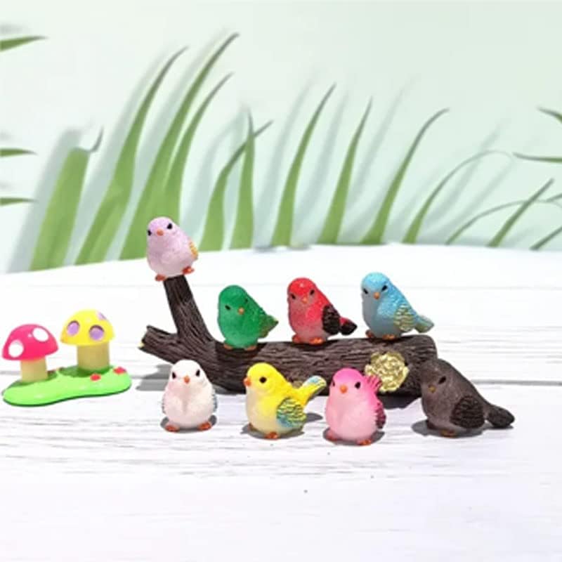Wixine 16Pcs/Set Cute Little Bird Mini Animal Model, Miniature Landscape Ornament for Garden Bonsai