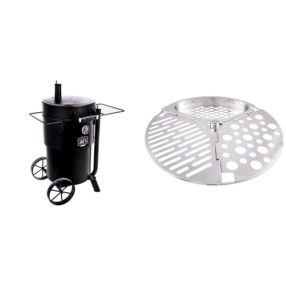 Char-Broil Oklahoma Joe's Bronco Barrel Drum Smoker Bundle with 630 Square Inch Cooking Surface and Triple Grate