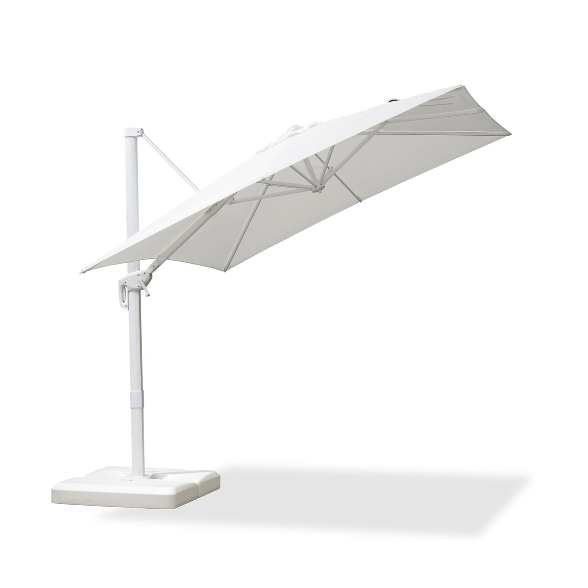 PURPLE LEAF 8 FT White Cantilever Patio Umbrella Aluminum Square Outdoor Offset Umbrella Hanging Windproof with 360° Rotation for Garden Deck Pool, White