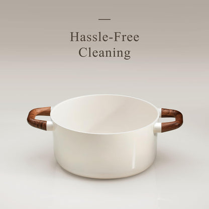 CAROTE 5QT Nonstick Stock Pot with Lid, 5 Quart Casserole with Ladle, Even Heating Stockpot, Fits All Stoves, Non Stick Big Cooking Pots PFOA Free, White